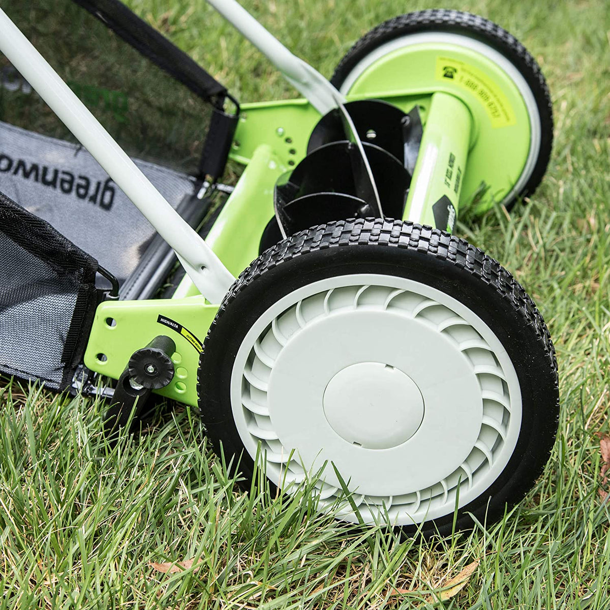 Greenworks 16-Inch Reel Lawn Mower with Grass Catcher 25052，Black/Green， 47D x 22W x 29.75H💝 Last Day For Clearance