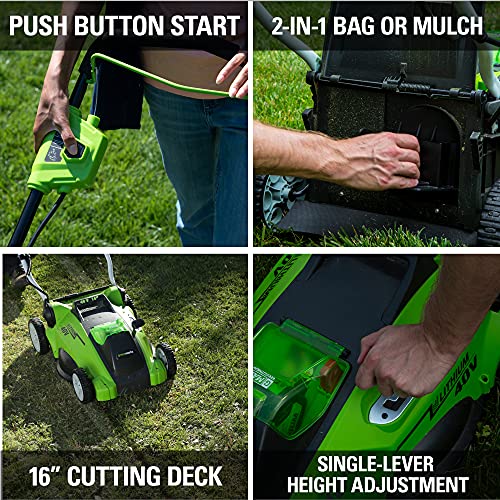 40V 16-Inch Cordless Electric Lawn Mower with Battery and Charger