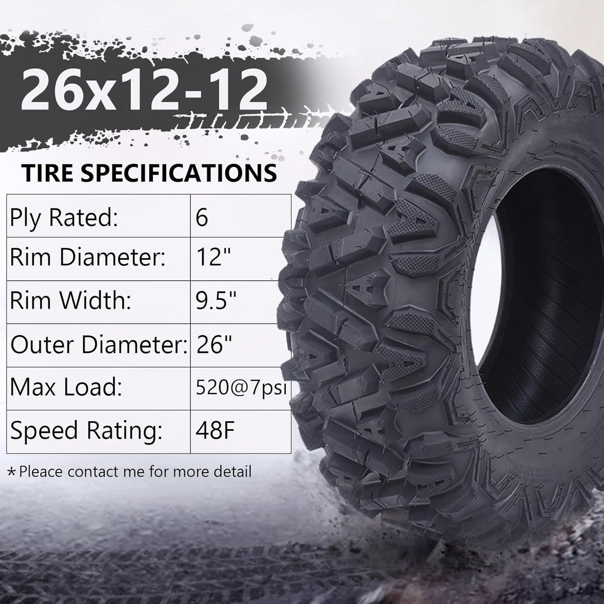 26x12-12 All-Terrain ATV/UTV Tires, Set of 2