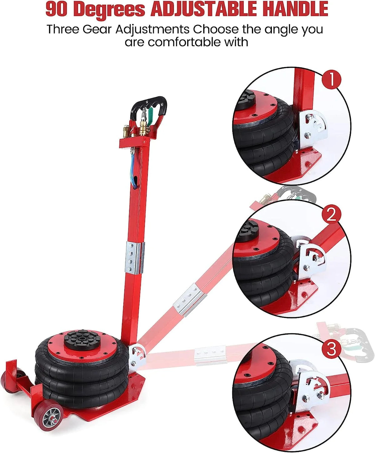 WhizMax 3 Ton/6600 lbs Triple Bag Air Jack, Quick Air Bag Jack Lift Up to 15.75 Inch, 3-5S Fast Lifting, Air Bag Jack for Cars with Adjustable Long Handle, Brass Valve