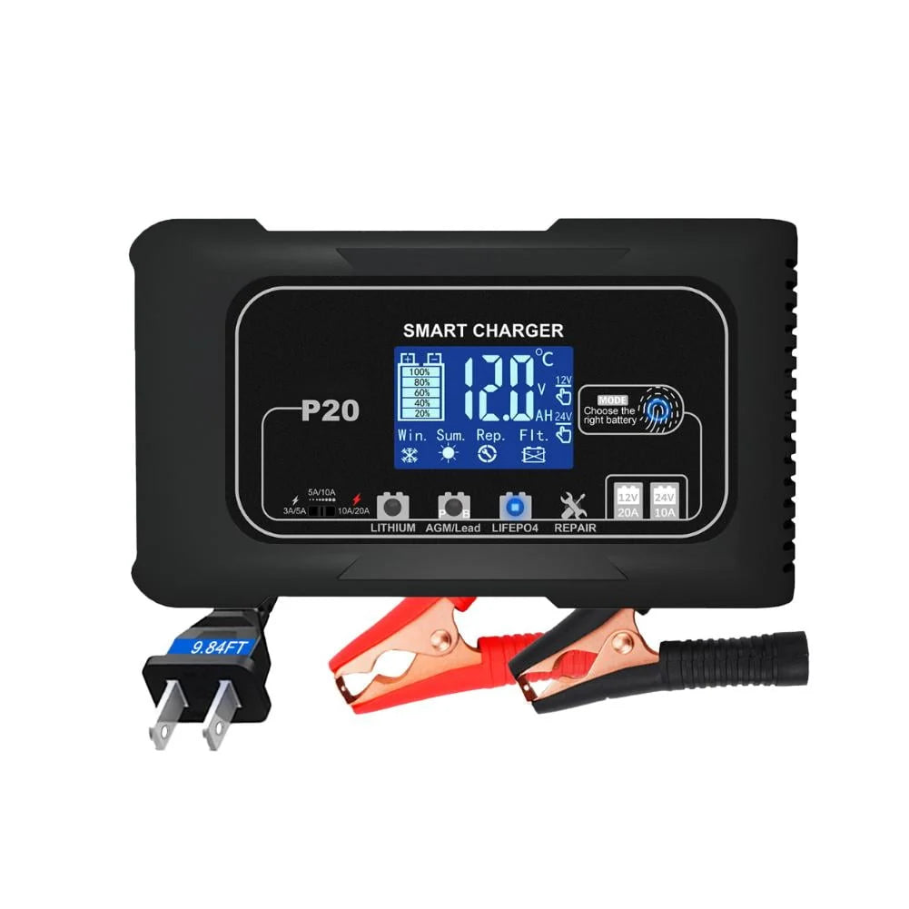 20A Car Motor Battery Charger Automatic Pulse Repair for AGM Lithium Lead-A B5R8