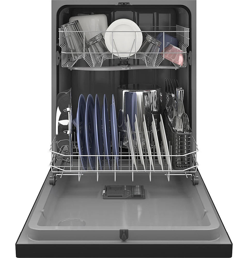 GE - Front Control Built-In Dishwasher with 59 dBA - Black
