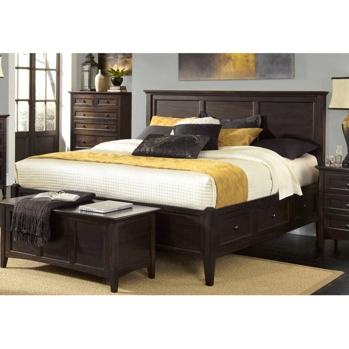 A America Westlake Dark Mahogany King Storage Bed