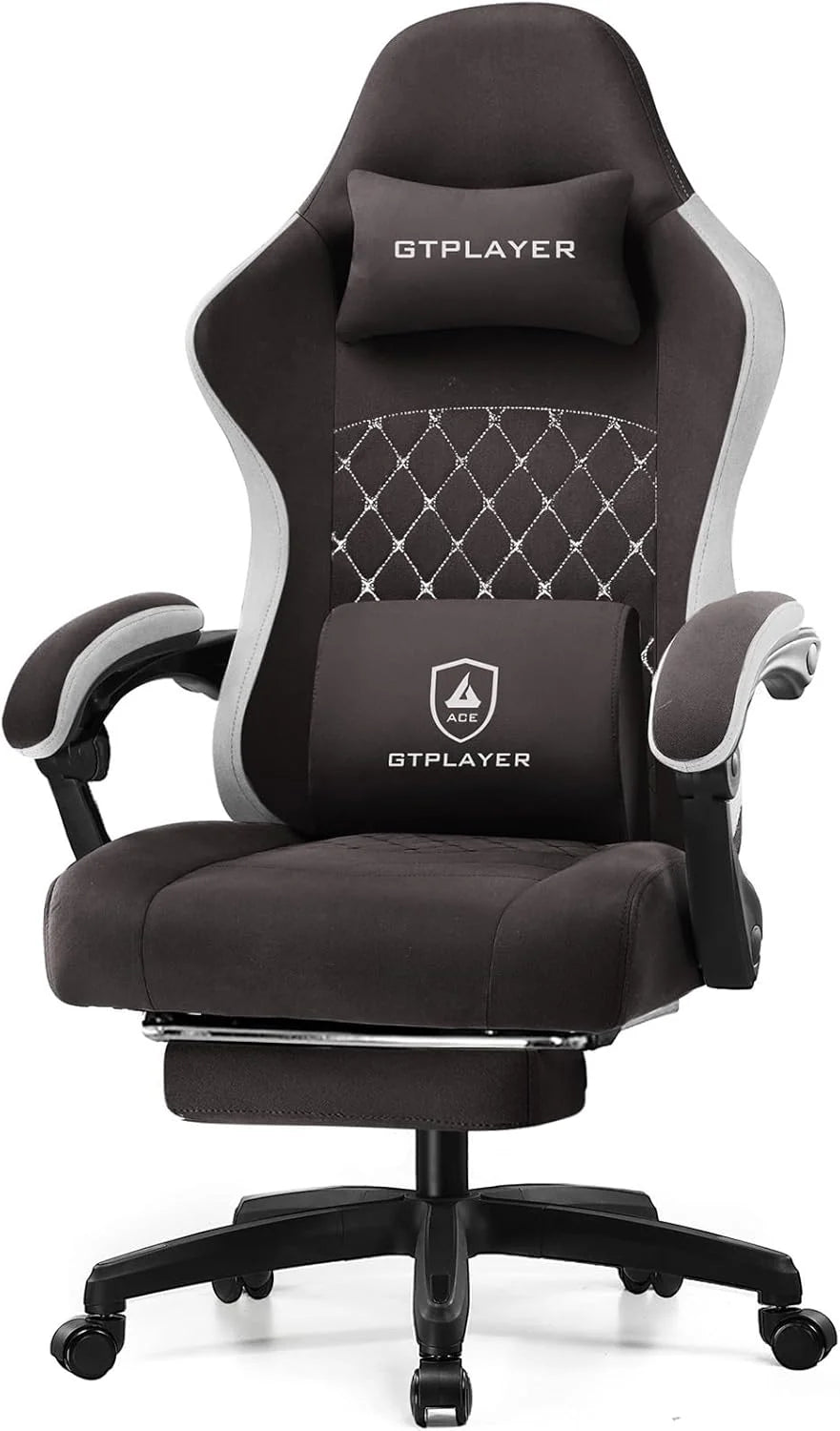 Gaming Chair, Computer Office Chair with Pocket Spring Cushion, Linkage Armrests and Footrest, High Back Ergonomic Computer Chair with Lumbar Support Task Chair with Footrest