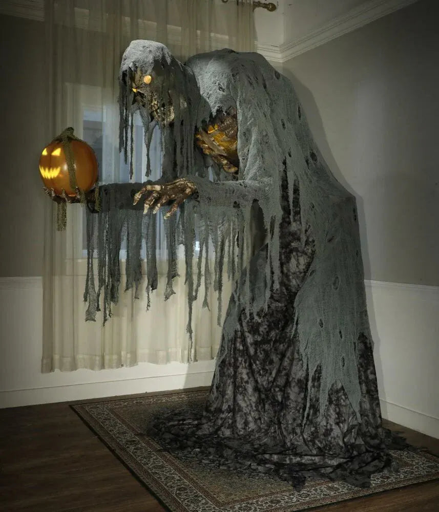 Jack Stalker Animated Prop 7 Feet Lifesize Animatronic Pumpkin Reaper Halloween