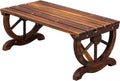 VINGLI 41 Rustic Wooden Wheel Bench Outdoor Bench, 2-Person Patio Bench Wagon Slatted Seat, Garden Benches for Outdoors 350lbs High Capacity, Weather Resistance