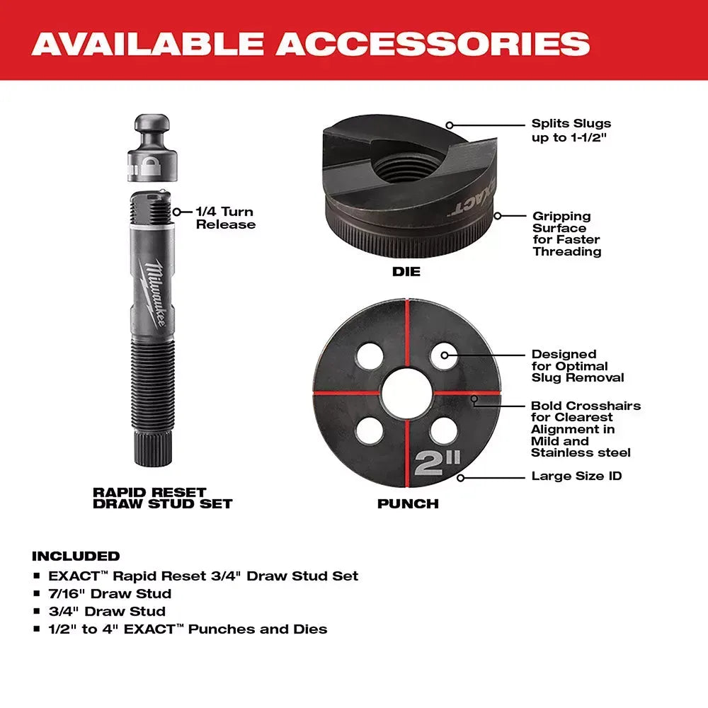 Milwaukee 2676-23 M18 18V 10 Ton Knockout Tool Kit 1/2 To 4