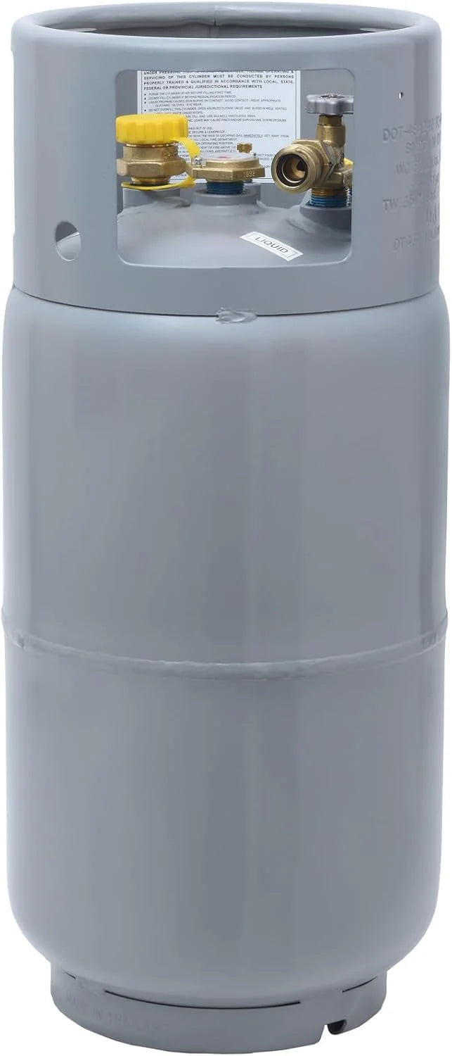 Steel Forklift Propane Tank Cylinder with Built-in Gauge, Gray-Flame King