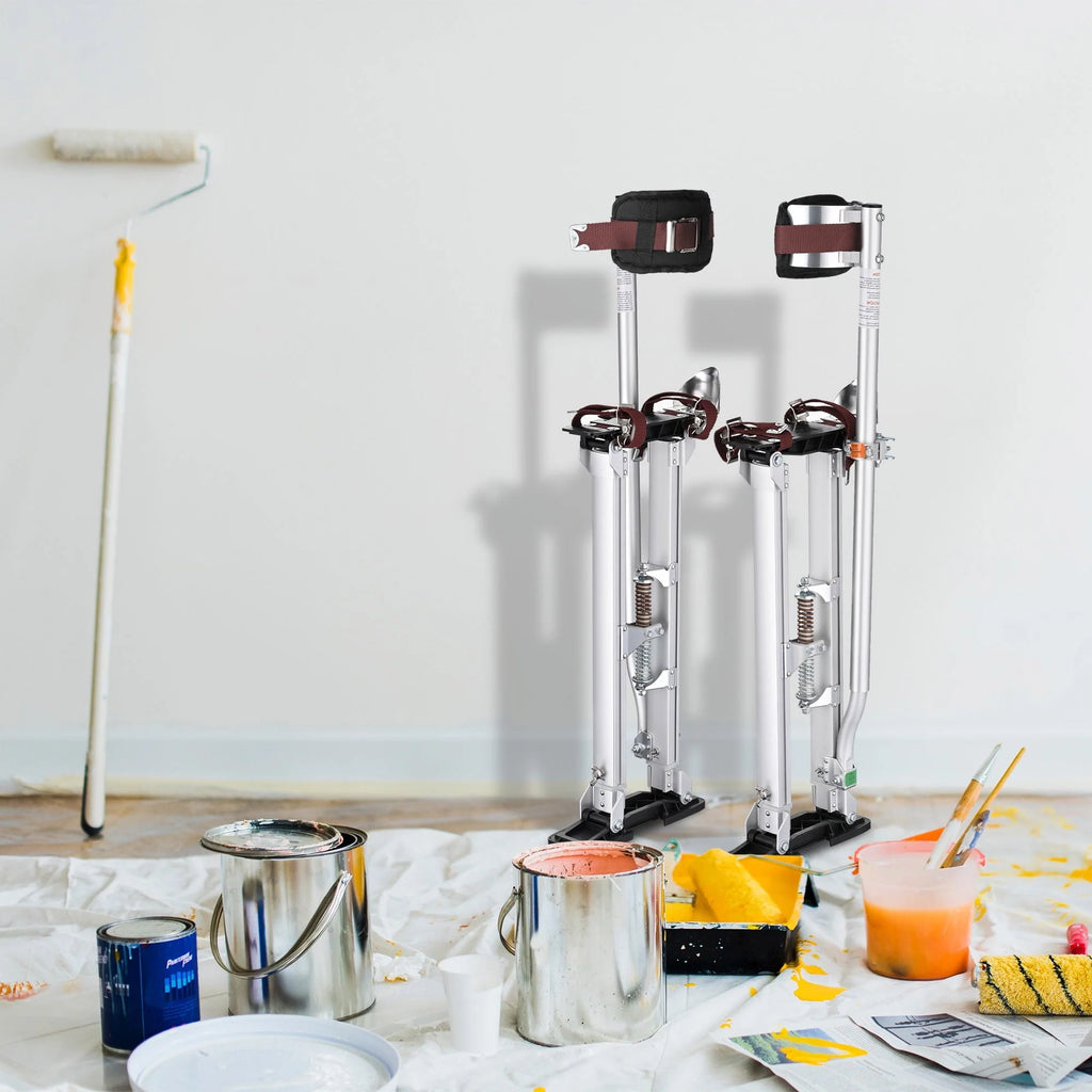 Yescom Drywall Stilts 24-40 Adjustable Aluminum Tool Stilt with Knee Pad Protection for Painting Painter Taping Silver