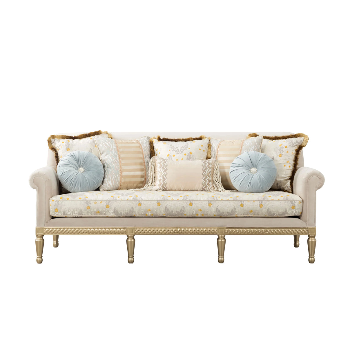 84 Modern Velvet Sofa Set, 3 Seater Couch with Loveseat for Living Room, Apartment, Beige