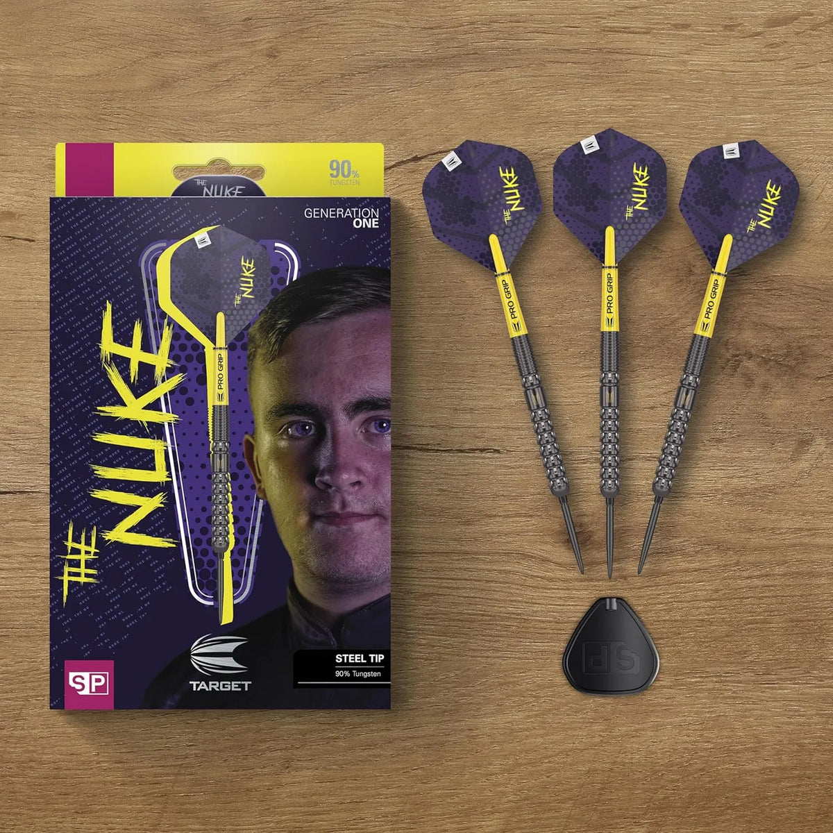 TARGET Darts Luke Littler G1 Steel Tip Swiss Point Darts, 90% Tungsten Dart, 22G/23G/24G | Generation 1 Steel Tip Dart, Player Edition Swiss Points Dart Sets with Tool, Pro Grip Shafts & No.2 Flights