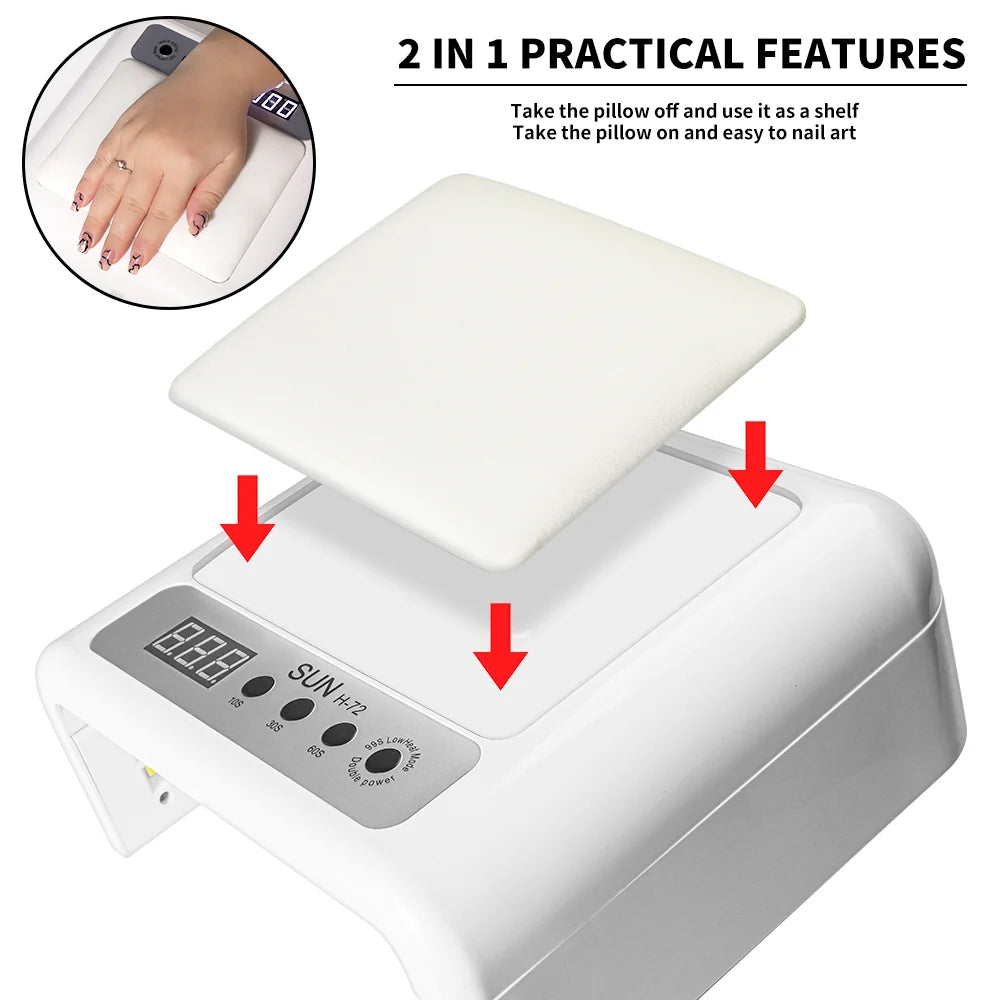 UV Led Nail Lamp For Gel Nail Polish Press On Nails Curing,  Large UV Nail Light Curing Nail Dryer With Nail Arm Rest For Nail Art Nail Technician Salon Use