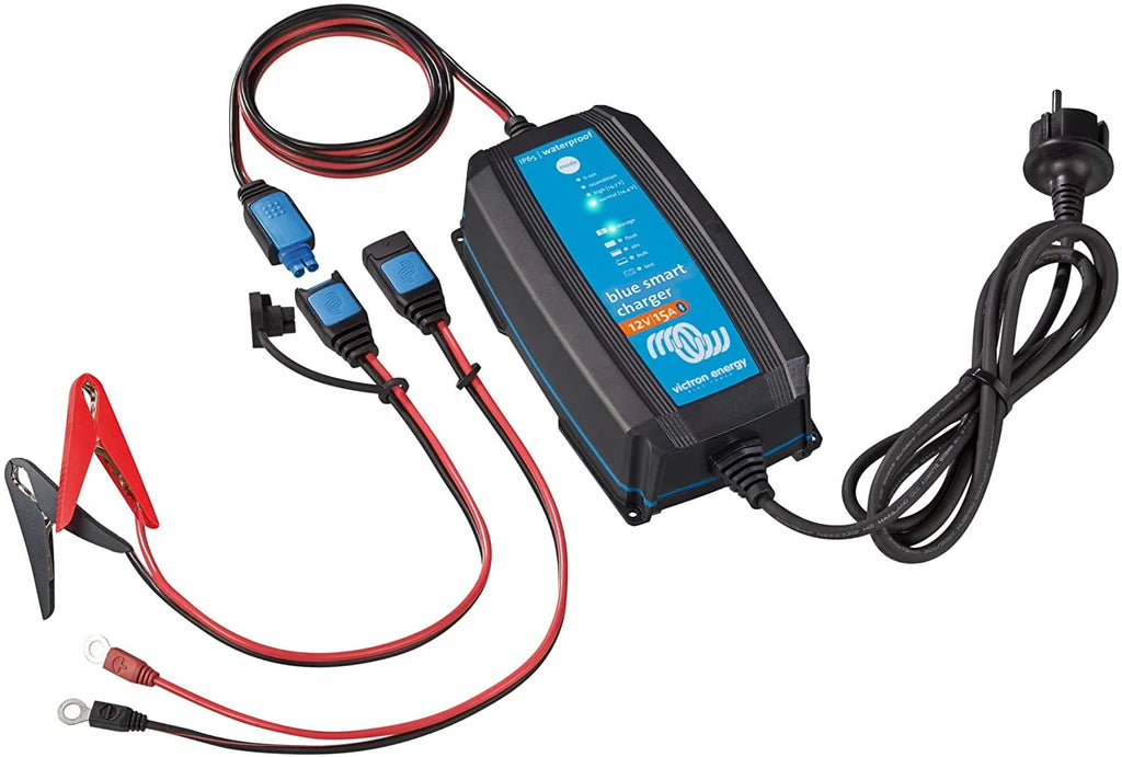 9 Blue and Black Victron IP65 Smart Charger - 15 Amps