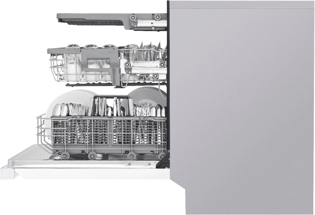 LG - 24 Front Control Smart Built-In Stainless Steel Tub Dishwasher with 3rd Rack, QuadWash, and 48dba - White