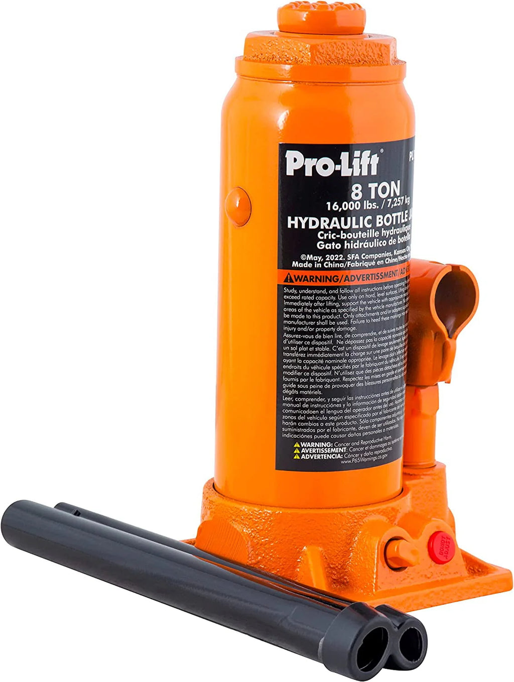 Pro-Lift 8 Ton Hydraulic Bottle Jack - Portable Car Jack 16000 lbs Capacity with Pump Handle