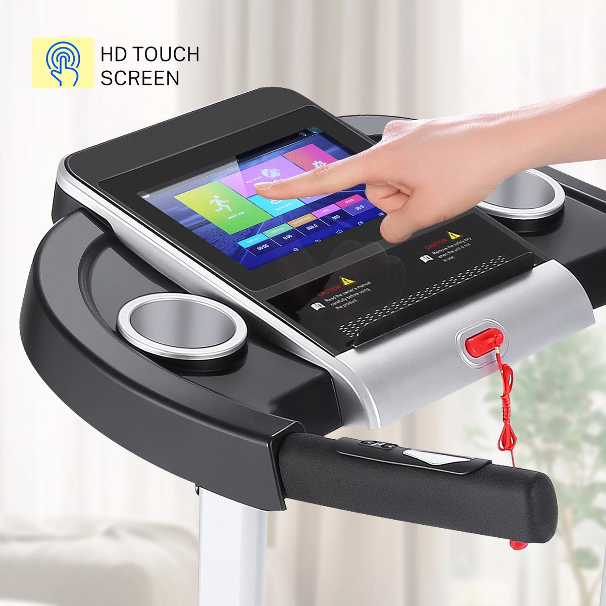Home Treadmill--Treadmill with 10 HD TV Movie Touchscreen and 3D Virtual Sports Scene, Folding Treadmill with WiFi Connection, Speaker, Wide Belt, Youtube（Silver）