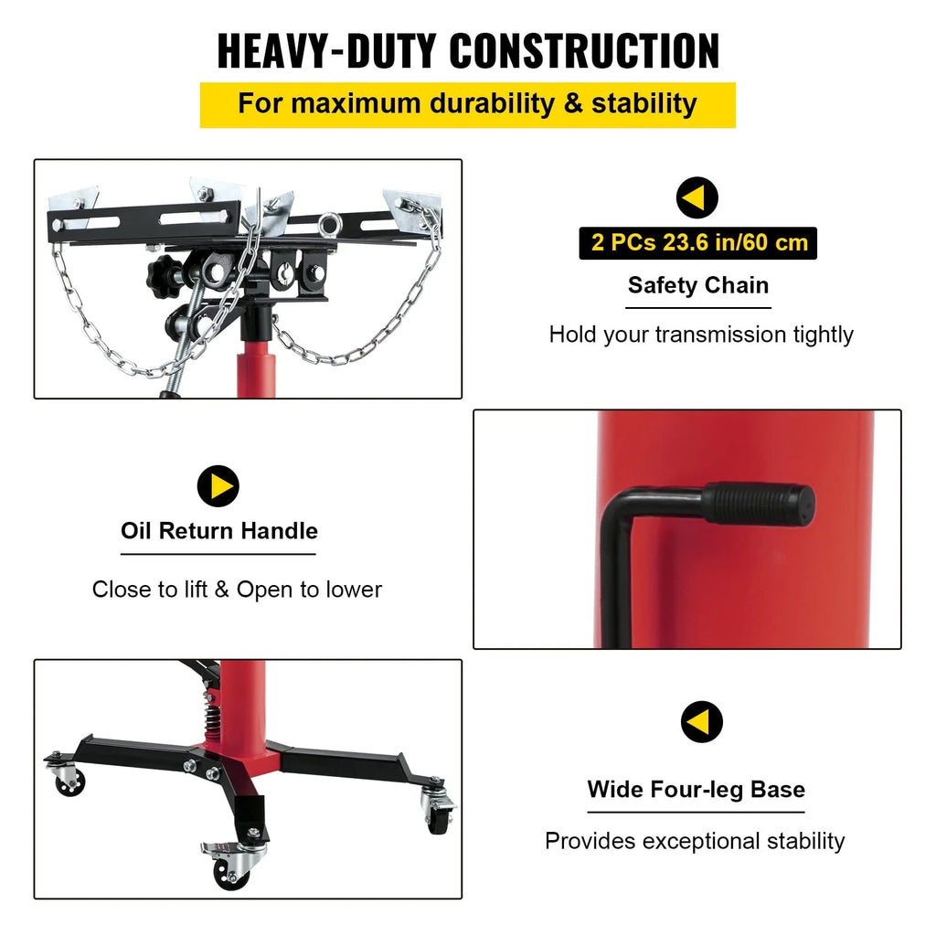 VEVOR Transmission Jack 1322 lbs 2-Stage Hydraulic High Lift Vertical Telescopic