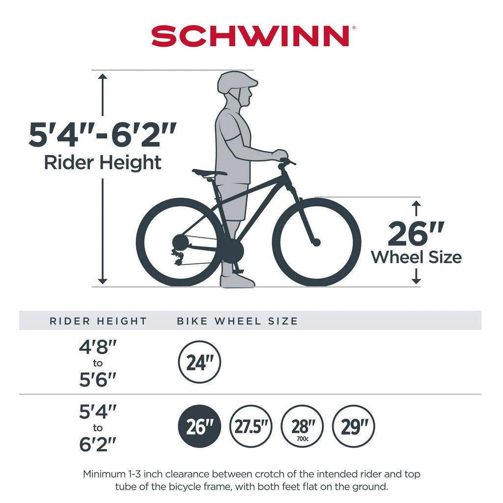 Schwinn Sidewinder Mountain Bike， 26-inch Wheels， 21 Speeds， Mens Style， Black