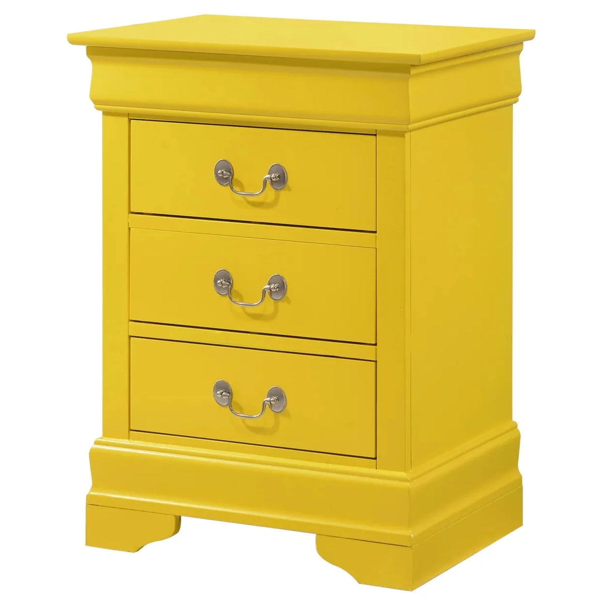 Passion Furniture Louis Philippe 3-Drawer Yellow Nightstand (29H x 16W x 21D)