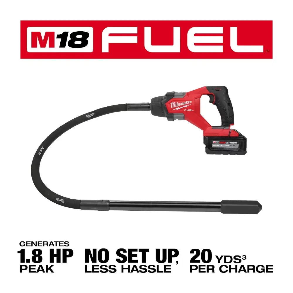 Milwaukee 2910-21 M18 FUEL 18V 4' Cordless Concrete Pencil Vibrator Kit