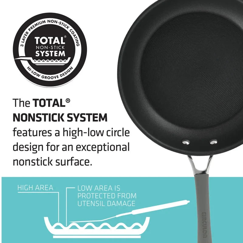 Circulon 84569 Elementum 7.5 qt. Hard-Anodized Aluminum Nonstick Stock Pot in Oyster Gray with Glass Lid