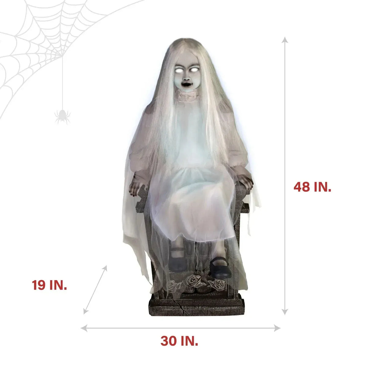 Motion-Activated Sitting Tombstone Girl by Tekky, Talking Animatronic for Ind...