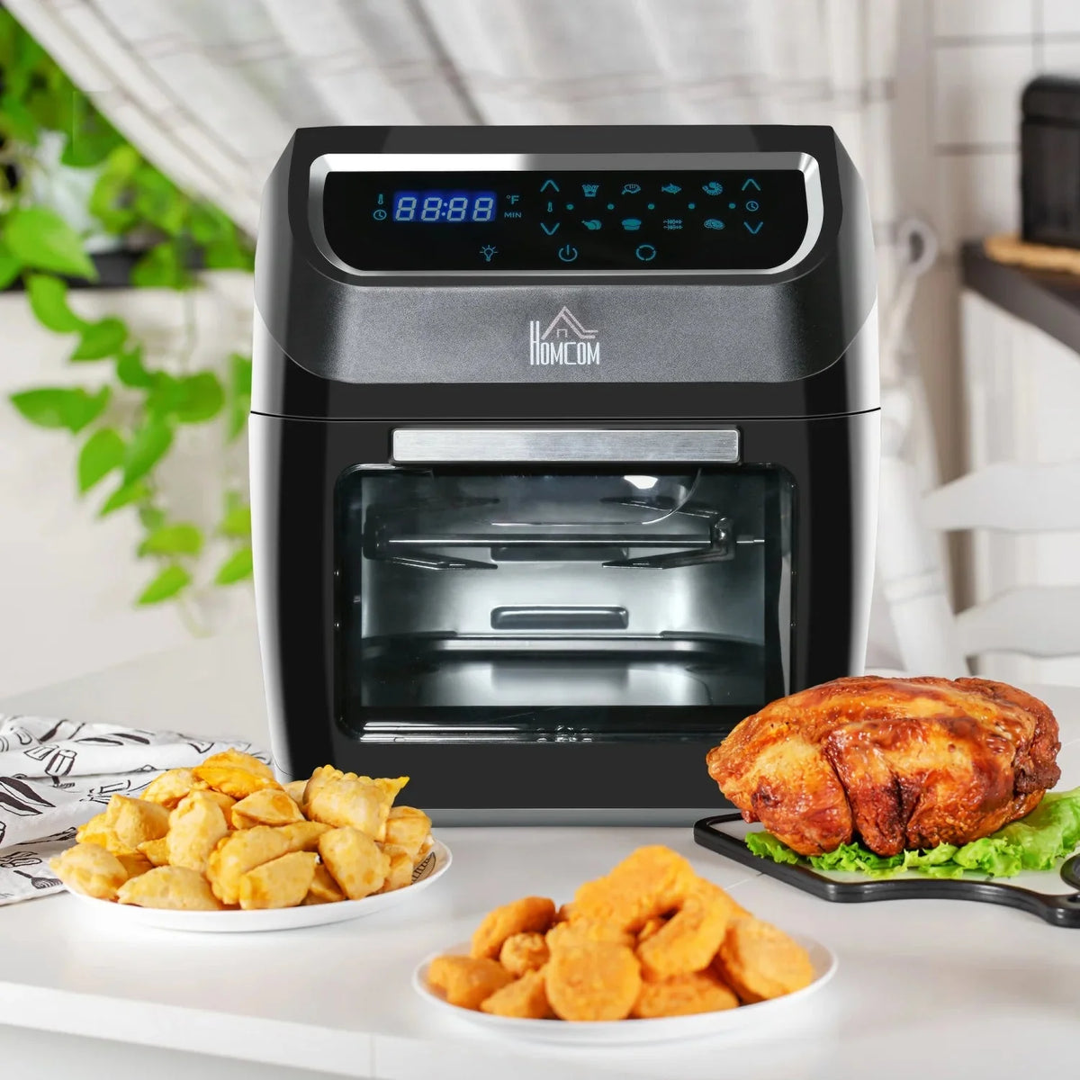 GFVCNIO 12 QT Air Fry Oven 8 In 1 Countertop Oven Combo with Air Fry Roast Broil Bake and Dehydrate 1700W with Accessories and LED Display Black