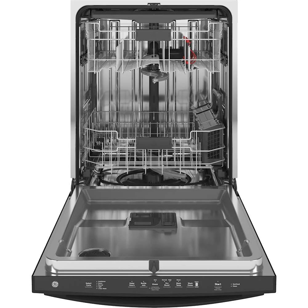 GE - Top Control Built-In Dishwasher with Stainless Steel Tub, 3rd Rack, 46dBA - Black