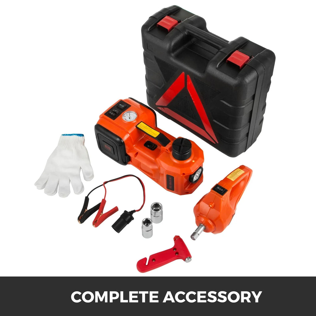 SKYSHALO Electric Car Jack, Electric Hydraulic Jack 3 Ton(6600 lbs) with Tire Inflator Pump and Electric Wrench, DC 12V Car Floor Jack Electric Jack Lift for an Emergency Tire Change