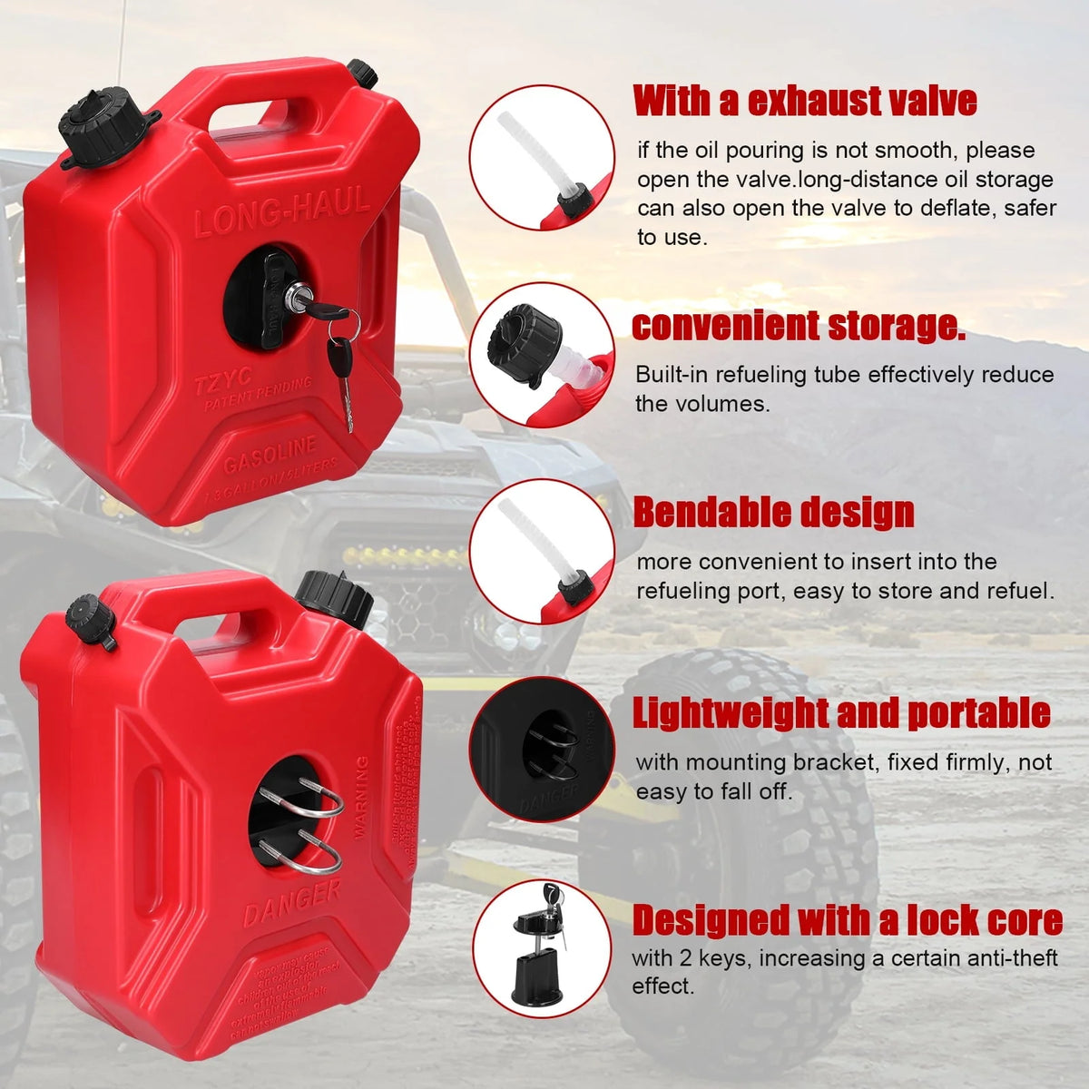 OWSOO Plastic bucket,Fuel Tanks Portable Diesels Containers -Static Tanks Key Car Tanks 5L -Static Tanks Lock Plastic bucket Car SUV 5L Portable ATV Off-Road Vehicle Tanks Portable 1.3 Nebublu