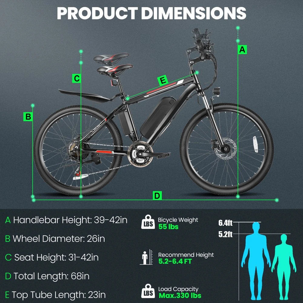 500W Electric Bike 26 Electric Bicycle for Adults with Cruise Control System Ebike