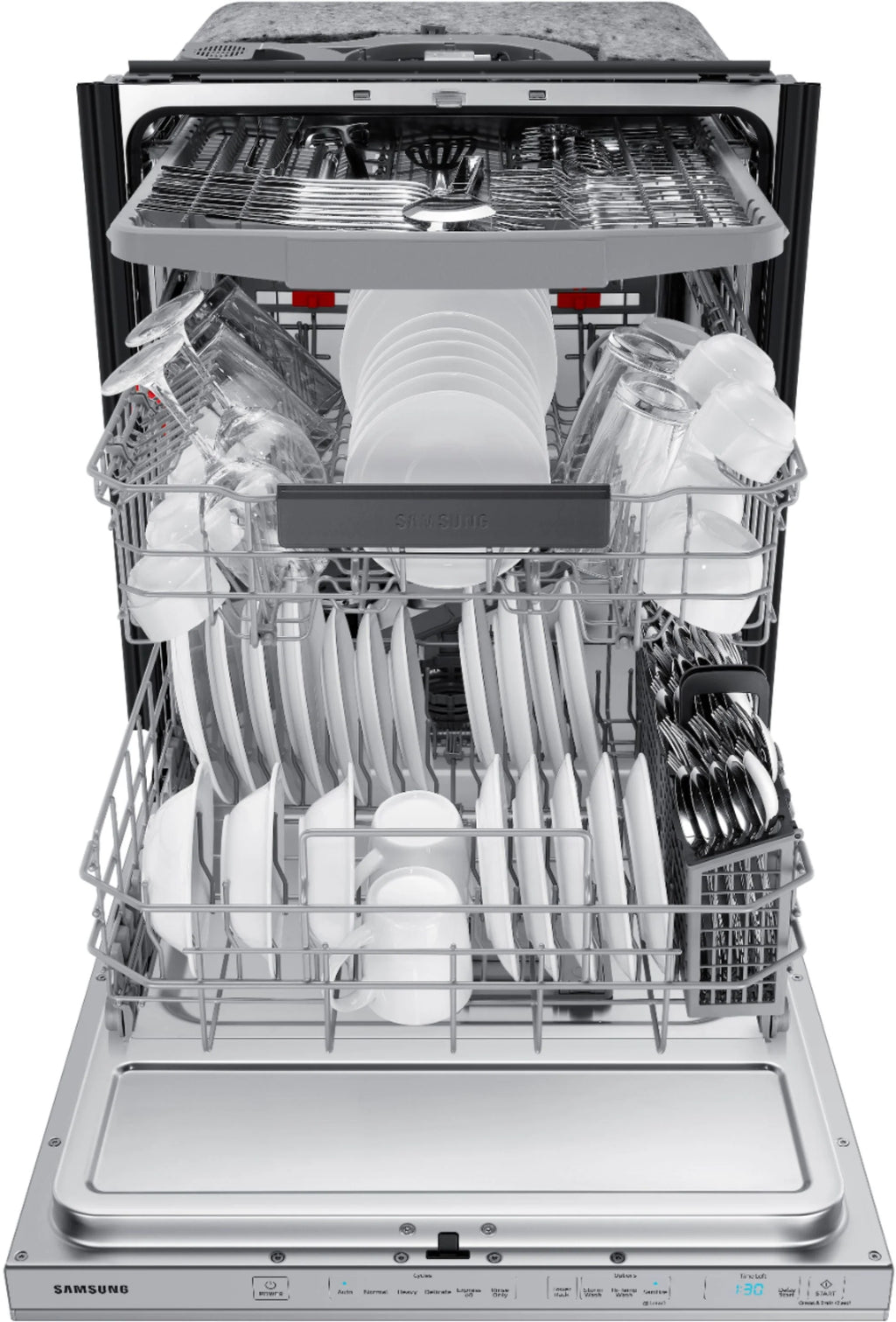 Samsung - StormWash 24 Top Control Built-In Dishwasher with AutoRelease Dry, 3rd Rack, 42 dBA - Stainless steel
