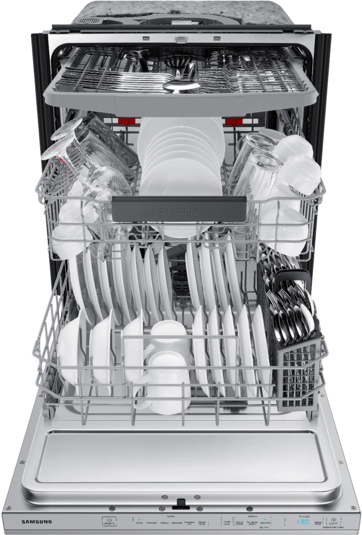 Samsung - StormWash 24 Top Control Built-In Dishwasher with AutoRelease Dry, 3rd Rack, 42 dBA - Stainless steel