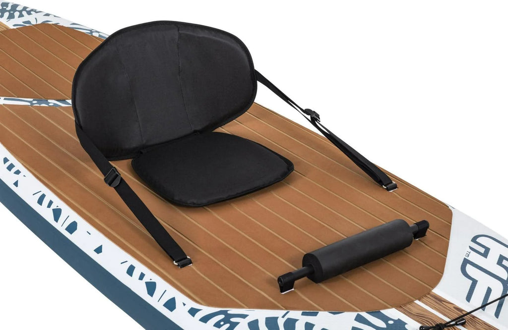 Hydro-Force Oceana 10 Ft. Inflatable Convertible Stand-up Paddle Board and Sit-on Kayak Set， Wood and Palm Print