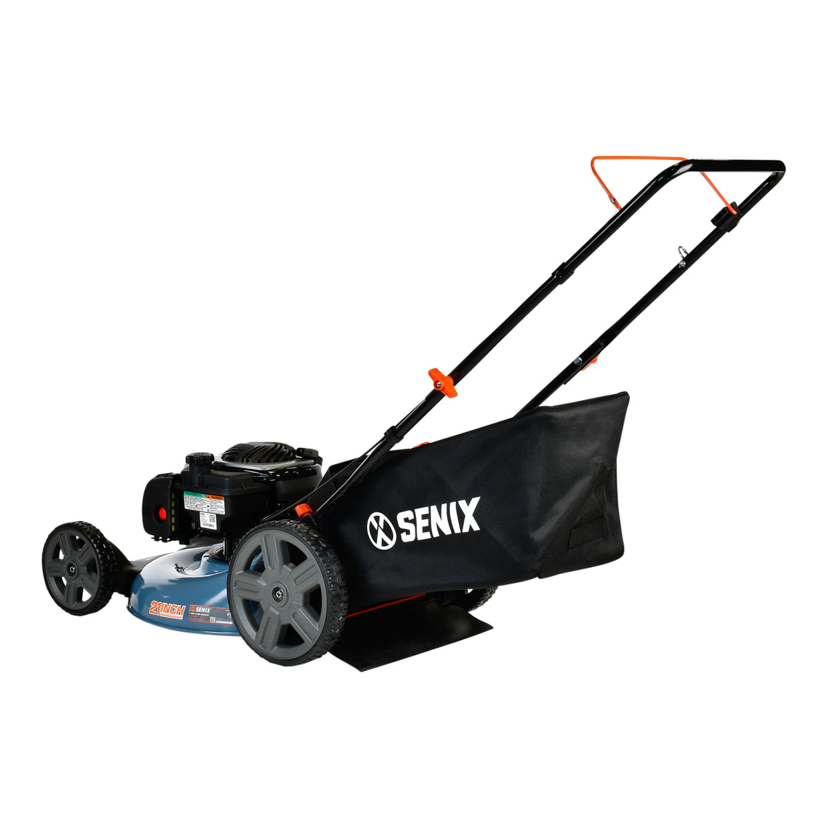 SENIX 21-Inch Push Lawnmower, 140 cc 4-Cycle Briggs & Stratton Engine, 3-in-1 Mower, Prime & Pull, 6-Position Height Adjustment with 11-Inch Rear Wheels, LSPG-M7