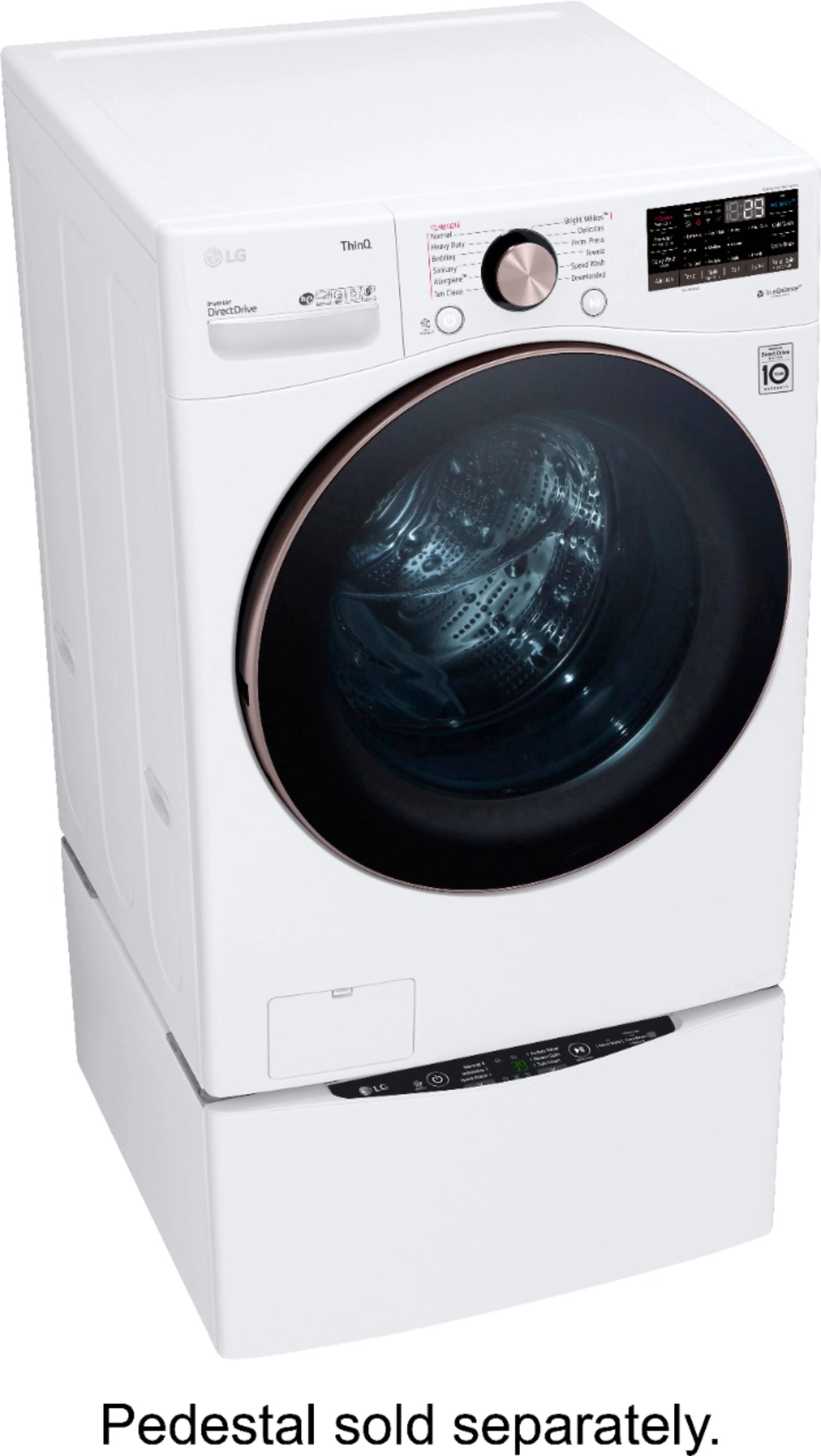 LG - 4.5 Cu. Ft. High-Efficiency Stackable Smart Front Load Washer with Steam and Built-In Intelligence - White