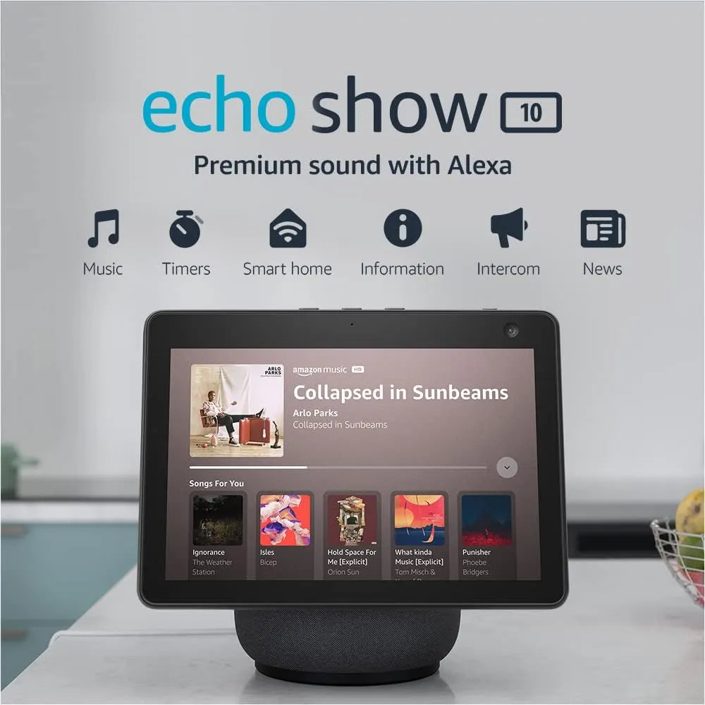 Echo Show 10 (3rd Generation) 10-inch Smart Display with Alexa – Charcoal