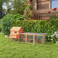 PawHut 145 Chicken Coop Large Chicken House Rabbit Hutch Wooden Poultry Cage Pen Garden & Backyard with Run & Inner Hen House Space