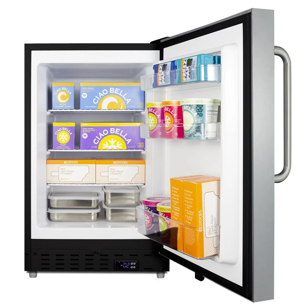 Summit ALFZ37BSSTB 20 in. Built-In All-Freezer, Stainless Steel & Black - 25 in.