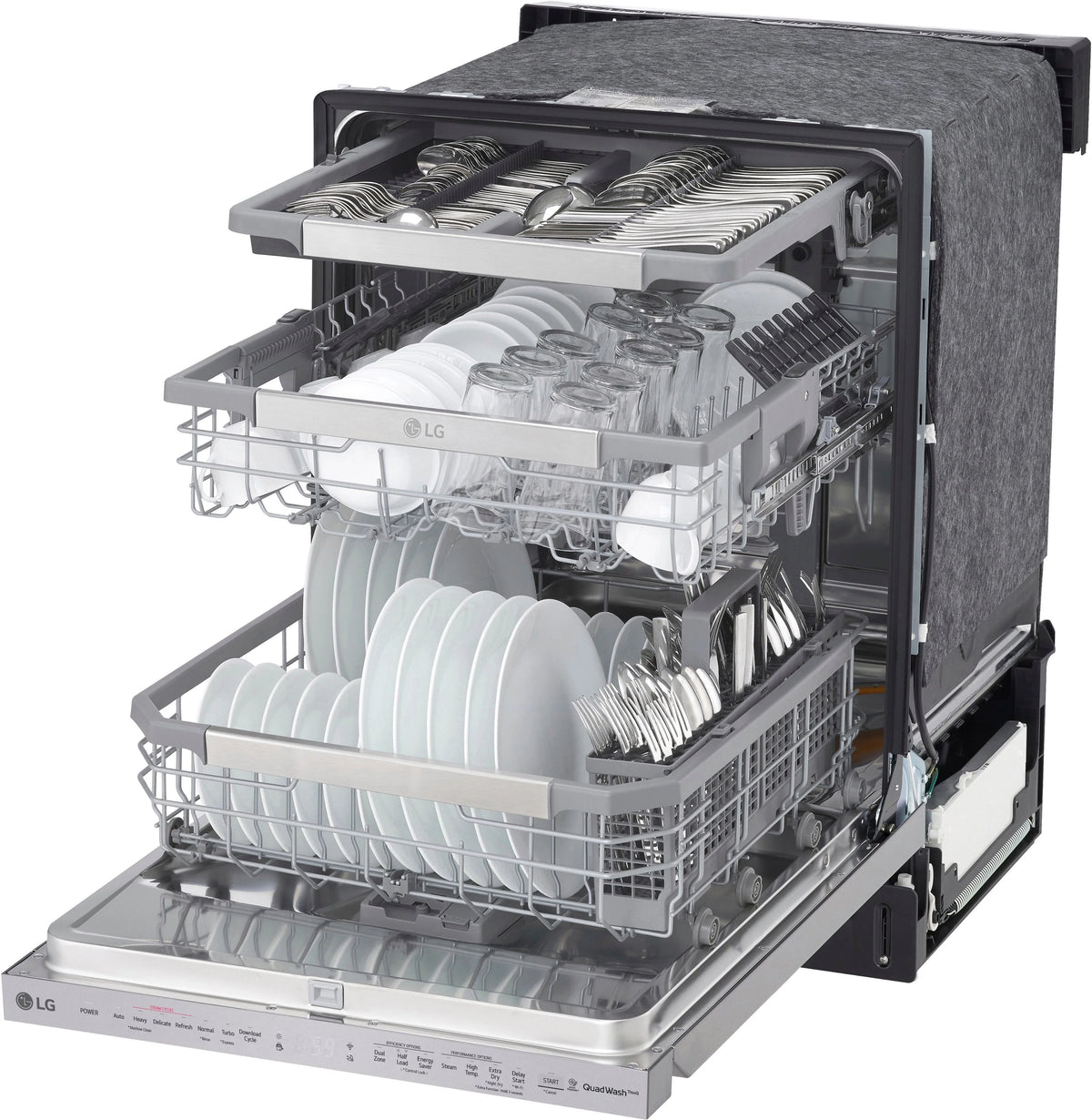 LG - 24 Top Control Smart Built-In Stainless Steel Tub Dishwasher with 3rd Rack, QuadWash and 44db - Stainless steel