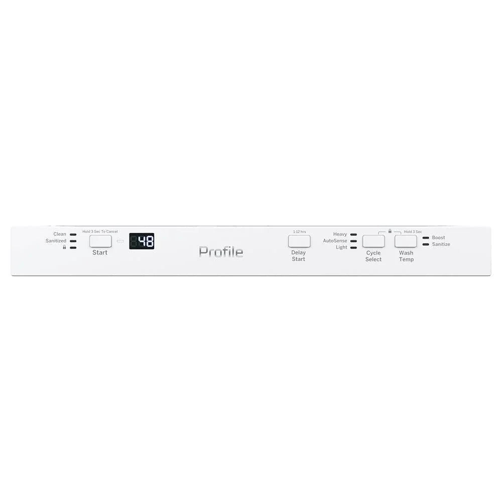 GE Profile - 18 Top Control Built-In Dishwasher with Stainless Steel Tub - White