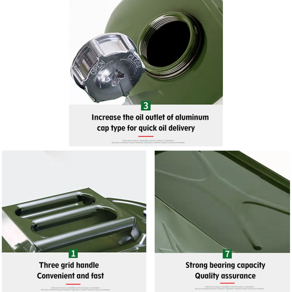 EUBUY 10L Metal Jerry Can Car Canister Holder Storage Tank with 3 Handles for Water Petrol Oil Water Alcohol
