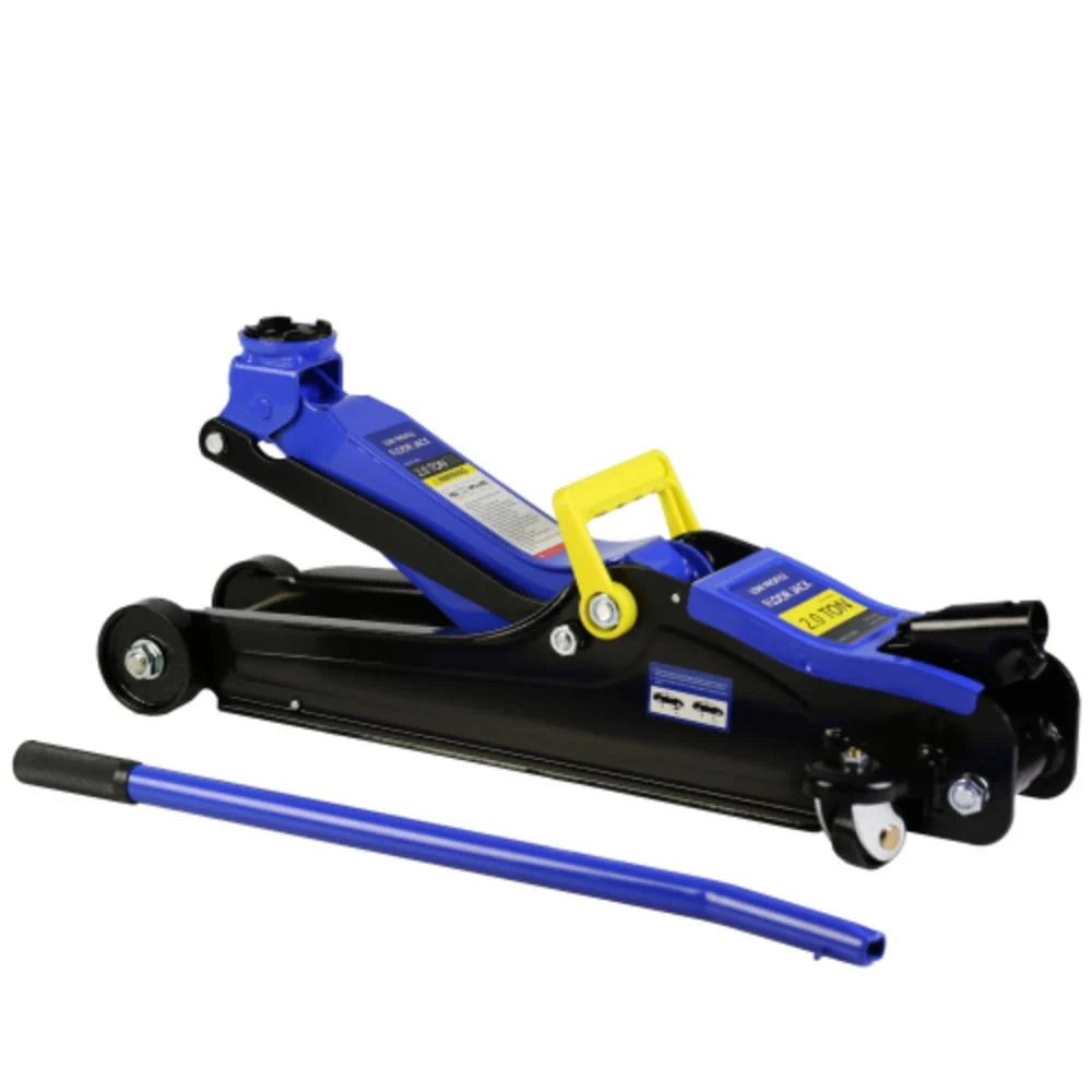 Floor Jack, 2 Ton Low Profile Floor Jack, Heav yDuty Steel Racing Floor Jack with Single Piston QuickLift Pump, Floor Jack Black+Blue + Steel + 2T Single pump + Lifting range 3.3-15.2