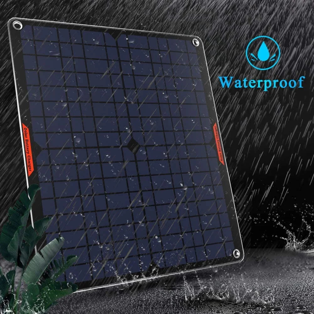 OYMSAE 20W 12V Solar Panel Car Battery Charger Portable Waterproof Power Trickle Battery Charger & Maintainer for Car Boat Automotive RV with Cigarette Lighter Plug & Alligator Clip