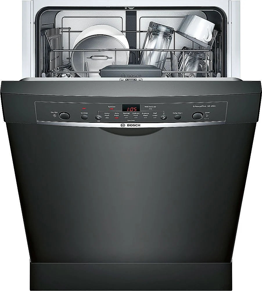 Bosch - 100 Series 24 Front Control Tall Tub Built-In Dishwasher with Stainless-Steel Tub - Black