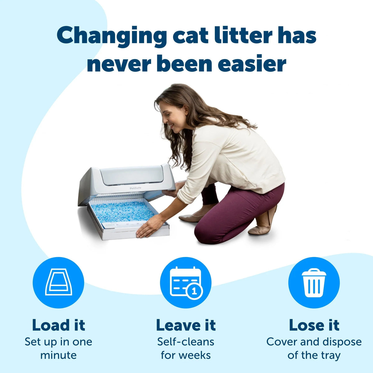 PetSafe ScoopFree Complete Replacement Blue Crystal Litter Tray�� 6-Pack Easy Cleanup with Disposable Tray Includes Leak Protection and Low Tracking Litter
