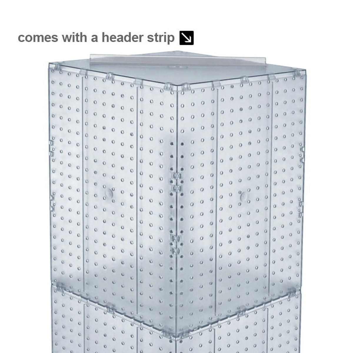 Azar Displays 701465-WHT White Four-Sided Pegboard Tower Floor Display on Revolving Wheeled Base. Spinner Rack Stand. Panel Size: 14W x 60H