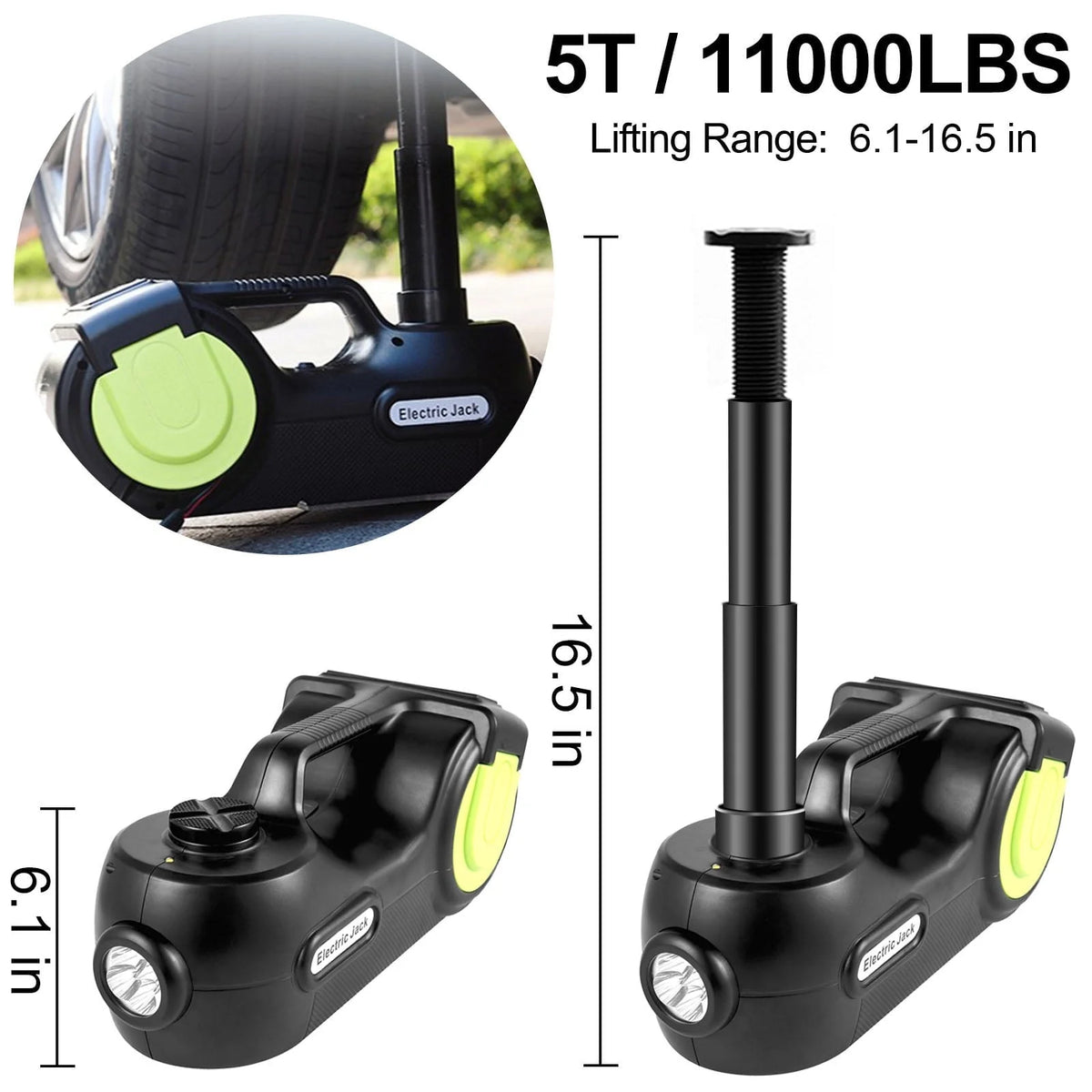 BENTISM Electric Car Jack 5 Ton Car Jack Hydraulic, Electric Floor Jack with Electric Impact Wrench, LED Light Hydraulic Jack Car Repair Tool, 155-530mm Lifting Range for SUV MPV Sedan Truck Repair