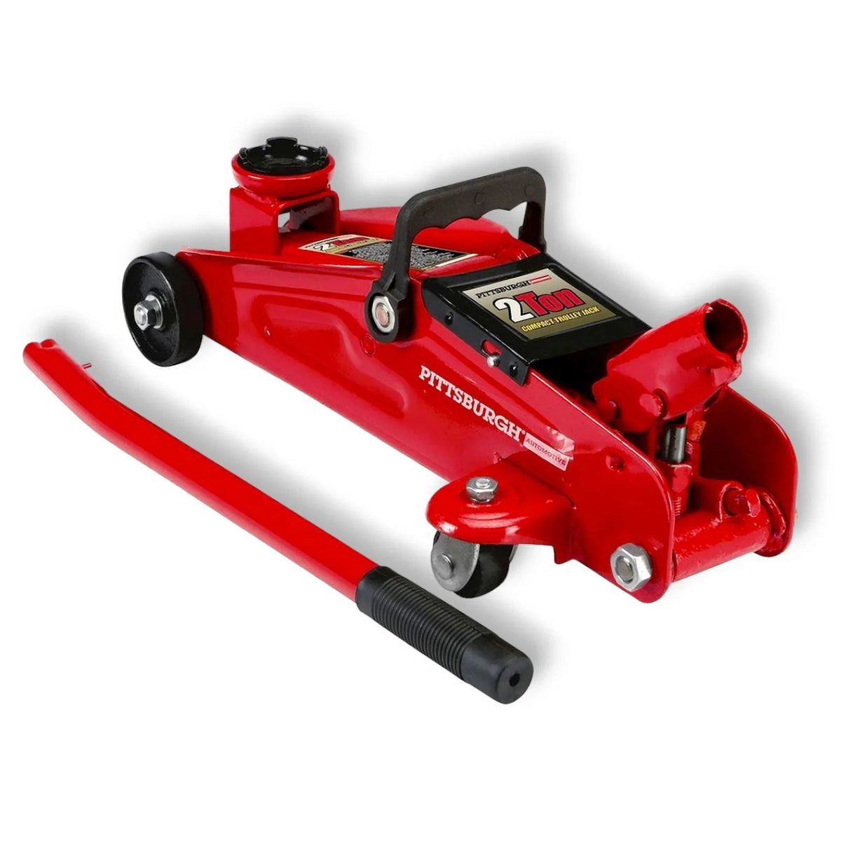 Low Profile Floor Jack 2 Ton Trolley Jack 4000LBS Capacity Heavy Steel Jack 5-3/8 to 13 Lifting, RED