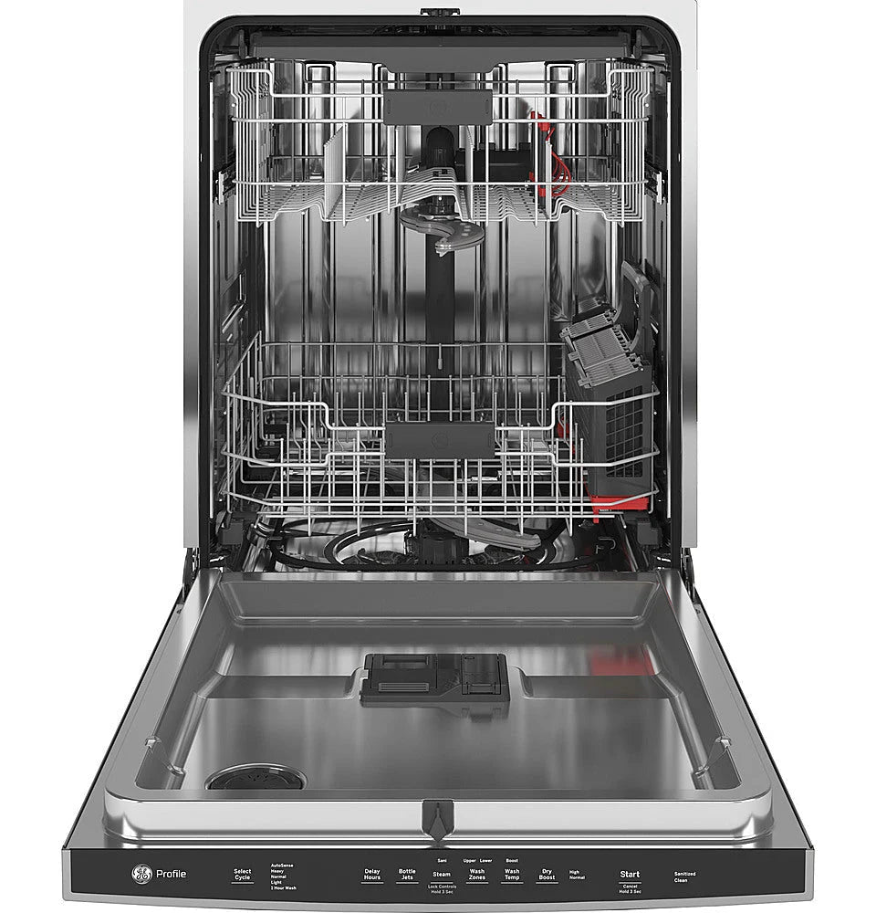 GE Profile - Top Control Built-In Dishwasher with Stainless Steel Tub, 3rd Rack, 45dBA - Black stainless steel
